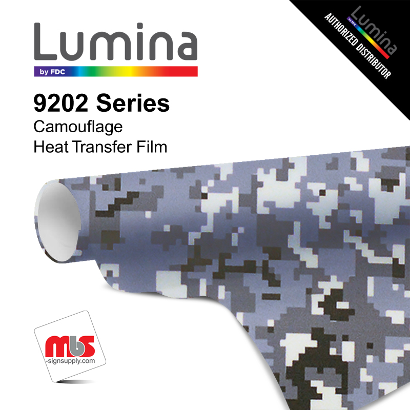  15'' x 5 Yards Lumina® 9202 Matte Grey Digital Camouflage 1 Year Unpunched 2.4 Mil Heat Transfer Vinyl (Color code 050)